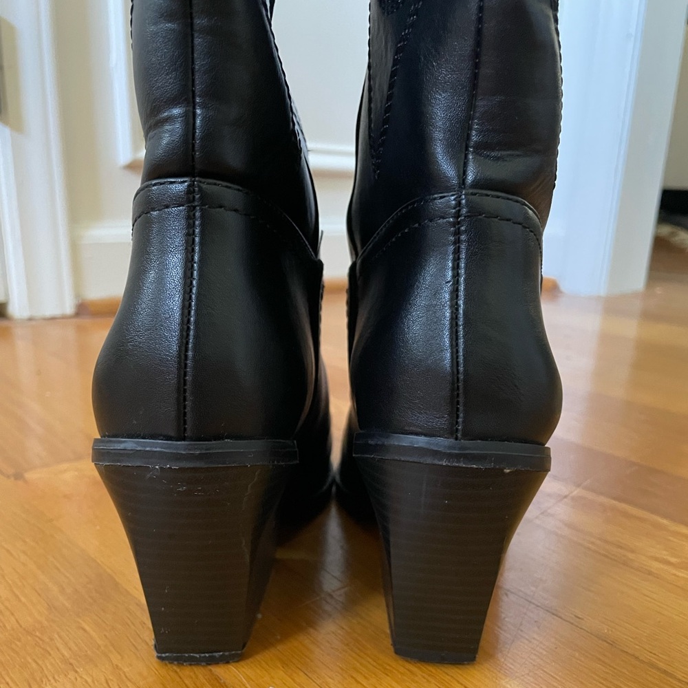 Madden Girl Black Knee High Black Western Boots 7M (vegan leather) - Picture 4 of 8